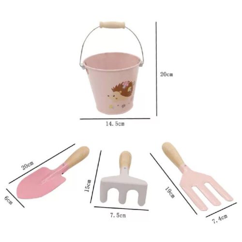 Kerti szerszámok vödörrel (rózsaszín)