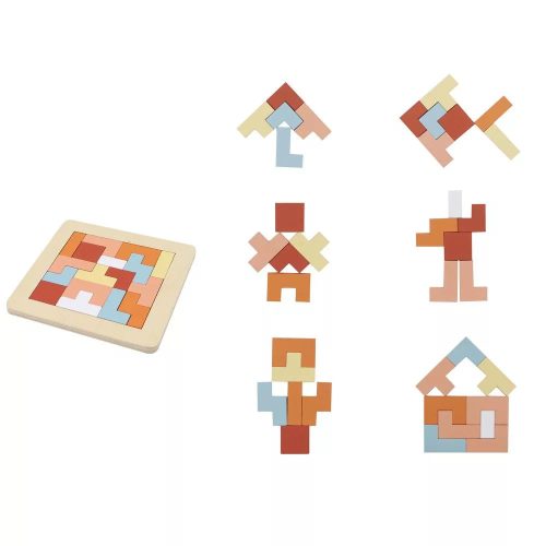 Fa tetrisz játék (négyszög, szürke-narancs)