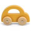 Viga gurulós kisautó fából - sárga