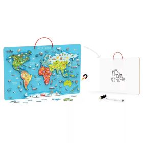 Mágneses világtérkép kirakó + törölhető tábla (V)